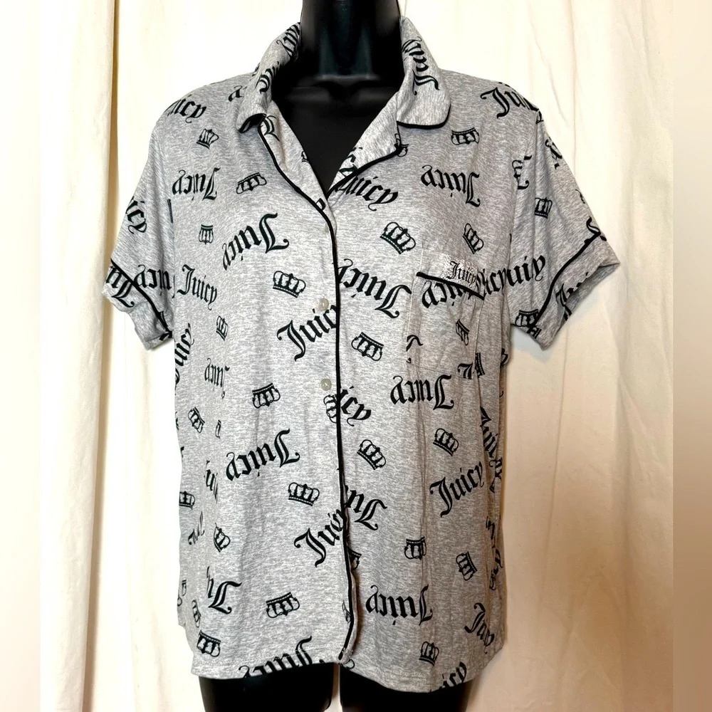 Juicy Couture Sleepwear Womens Sz XL Top Only Super Soft Princess Button Down